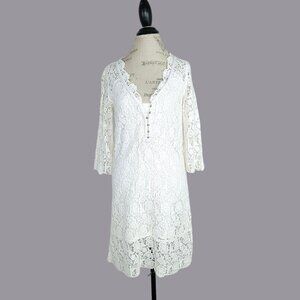 Diane Von Furstenberg DVF White Dress 4 Small  Bridal Lace Crochet Boho